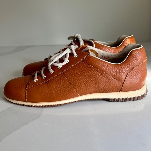 PRADA Men's Daino Calzature Donna Tan Leather Sneakers Size 9.5 (Authenticated) - Picture 6 of 16